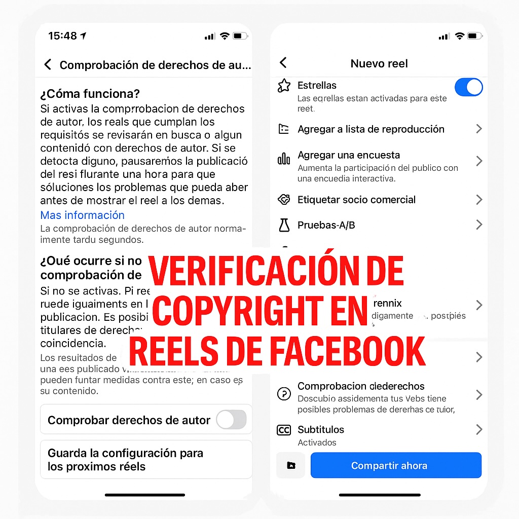 Verificación de copyright en Reels de Facebook